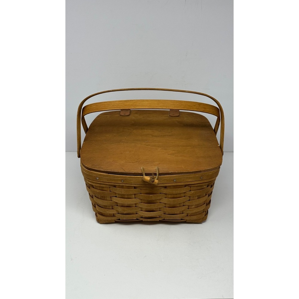 Vintage 1986 Longaberger Large 12"x12"x6.5" Picnic Basket Hand Woven Signed